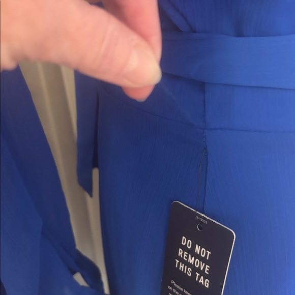 Express Royal Blue Wrap Romper Size S NWT Long Sleeve Date Night Wedding Guest - Picture 4 of 4